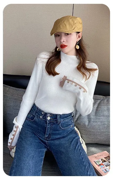 All-match Black Top Foreign Style Turtleneck Sweater