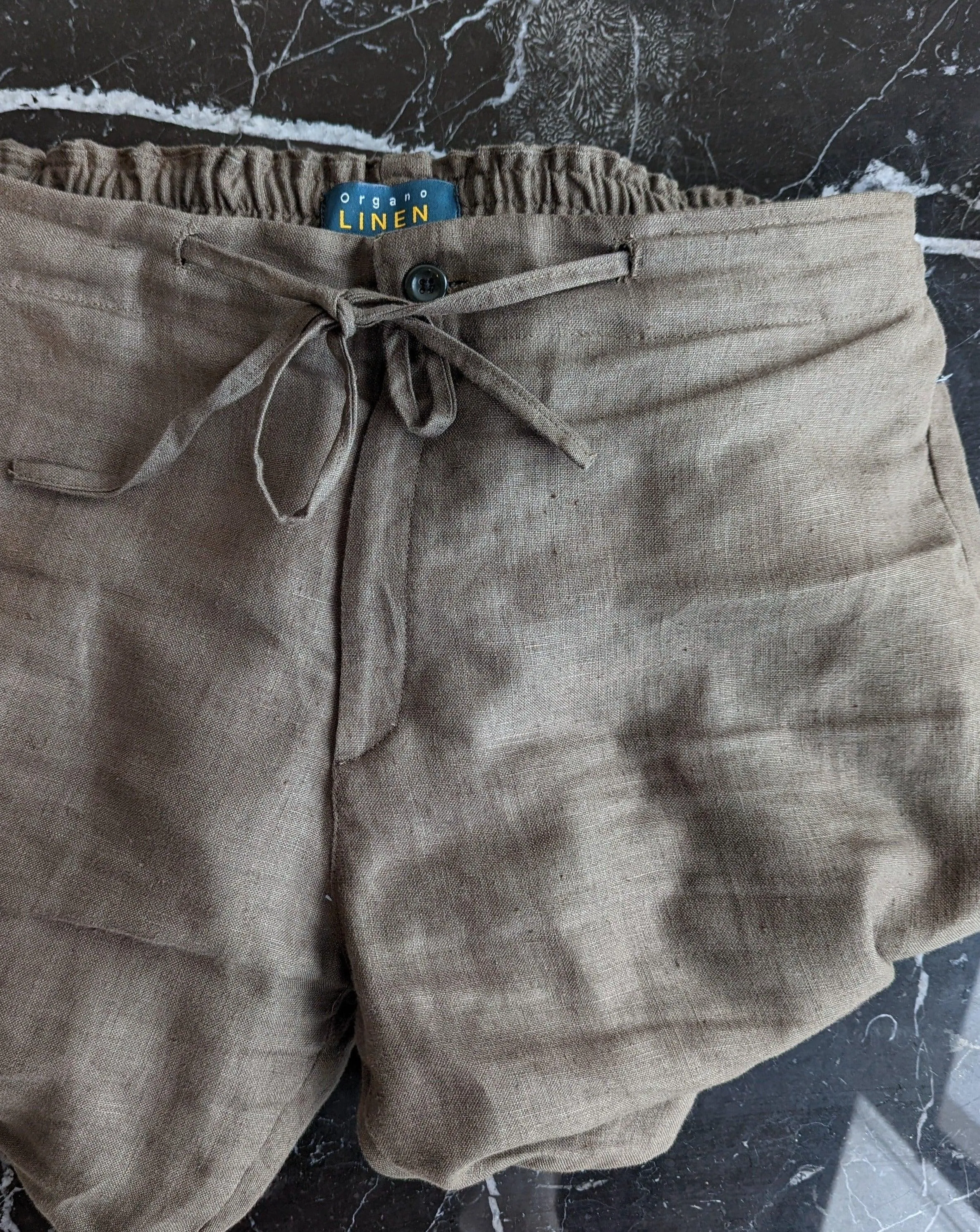 ARLO Men's Linen Jogger Pants – Half Elastic Waist, Zipper Pocket