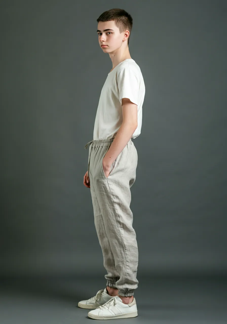 ARLO Men's Linen Jogger Pants – Half Elastic Waist, Zipper Pocket