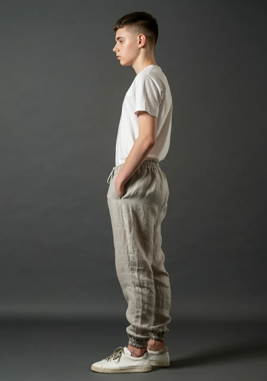 ARLO Men's Linen Jogger Pants – Half Elastic Waist, Zipper Pocket