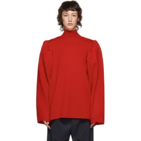 Balenciaga Red Wool Puffed Sleeves Turtleneck