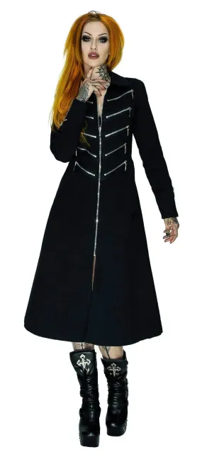 Bellona Alternative Matrix Long Black Cotton Coat for Timeless Style