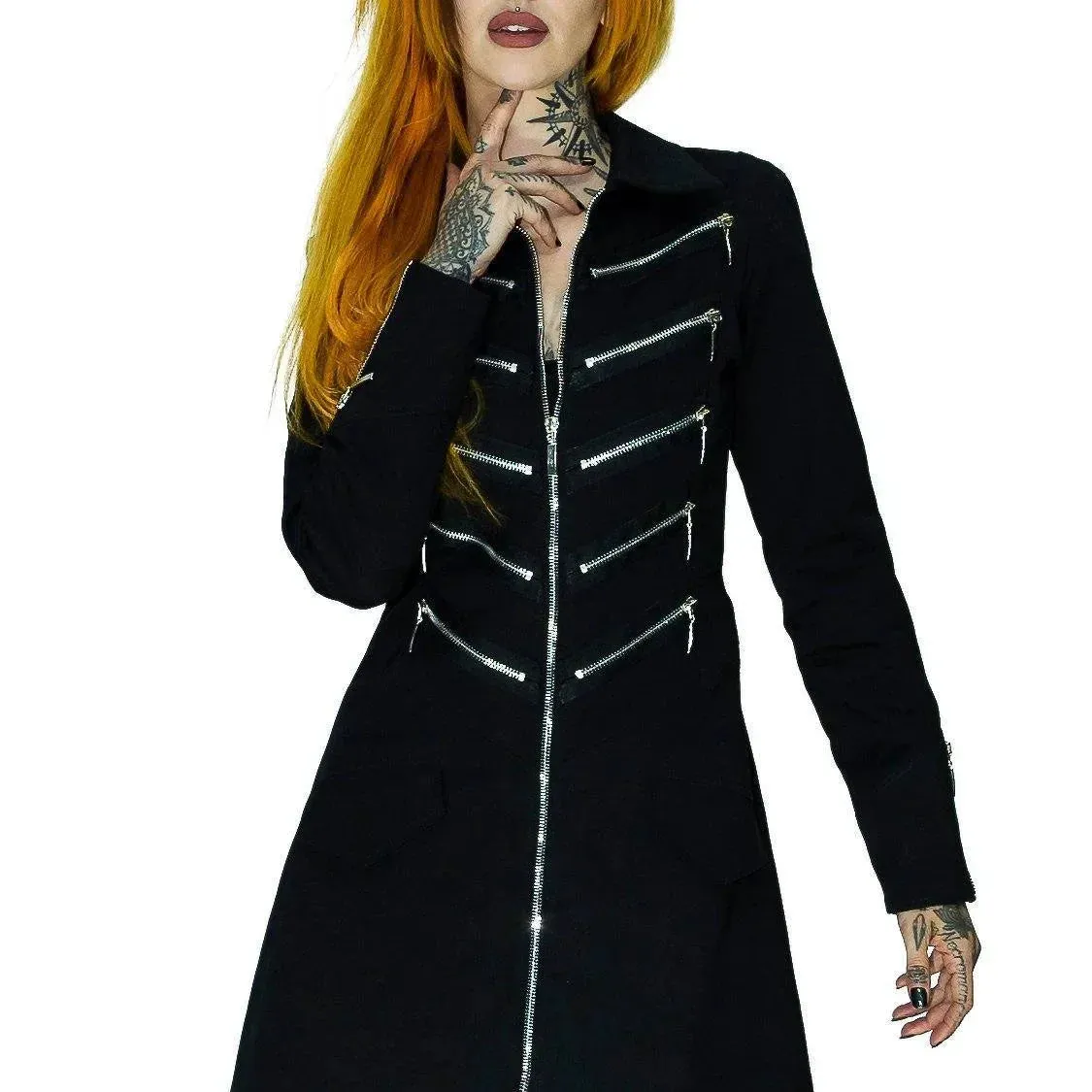 Bellona Alternative Matrix Long Black Cotton Coat for Timeless Style