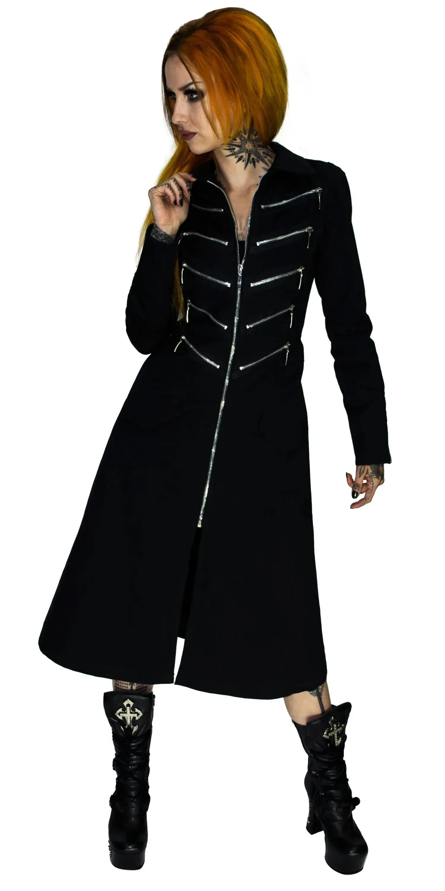 Bellona Alternative Matrix Long Black Cotton Coat for Timeless Style