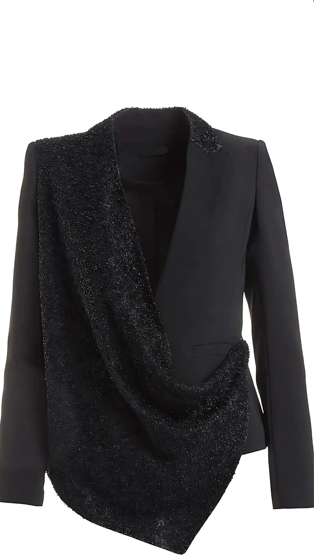 Black Coat with Shimmer Wrap Design