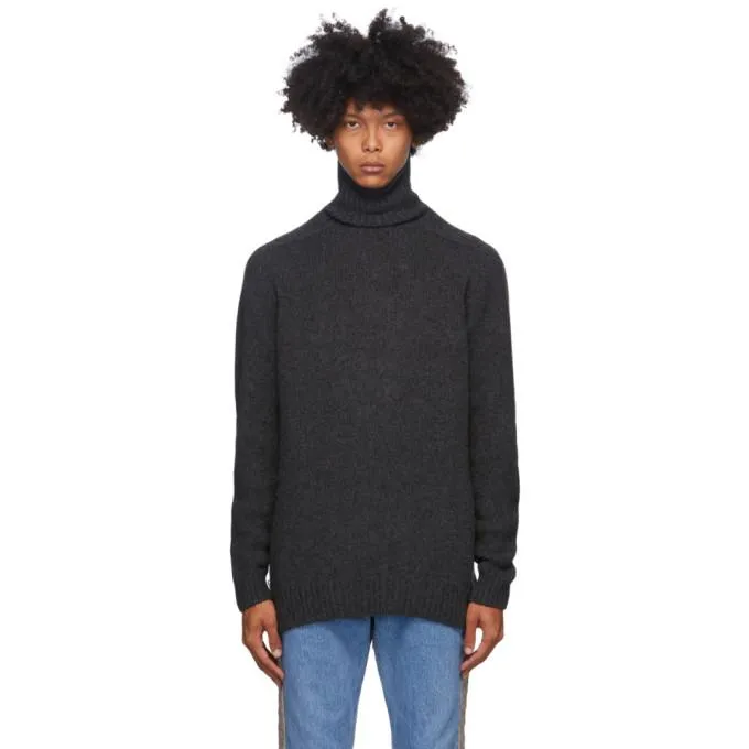 Bless Grey Merino Wool and Cashmere Pearlpad Turtleneck