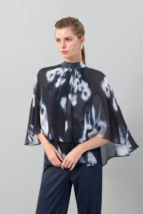 Blouse with Cloak and Binding Detail Standard Color
