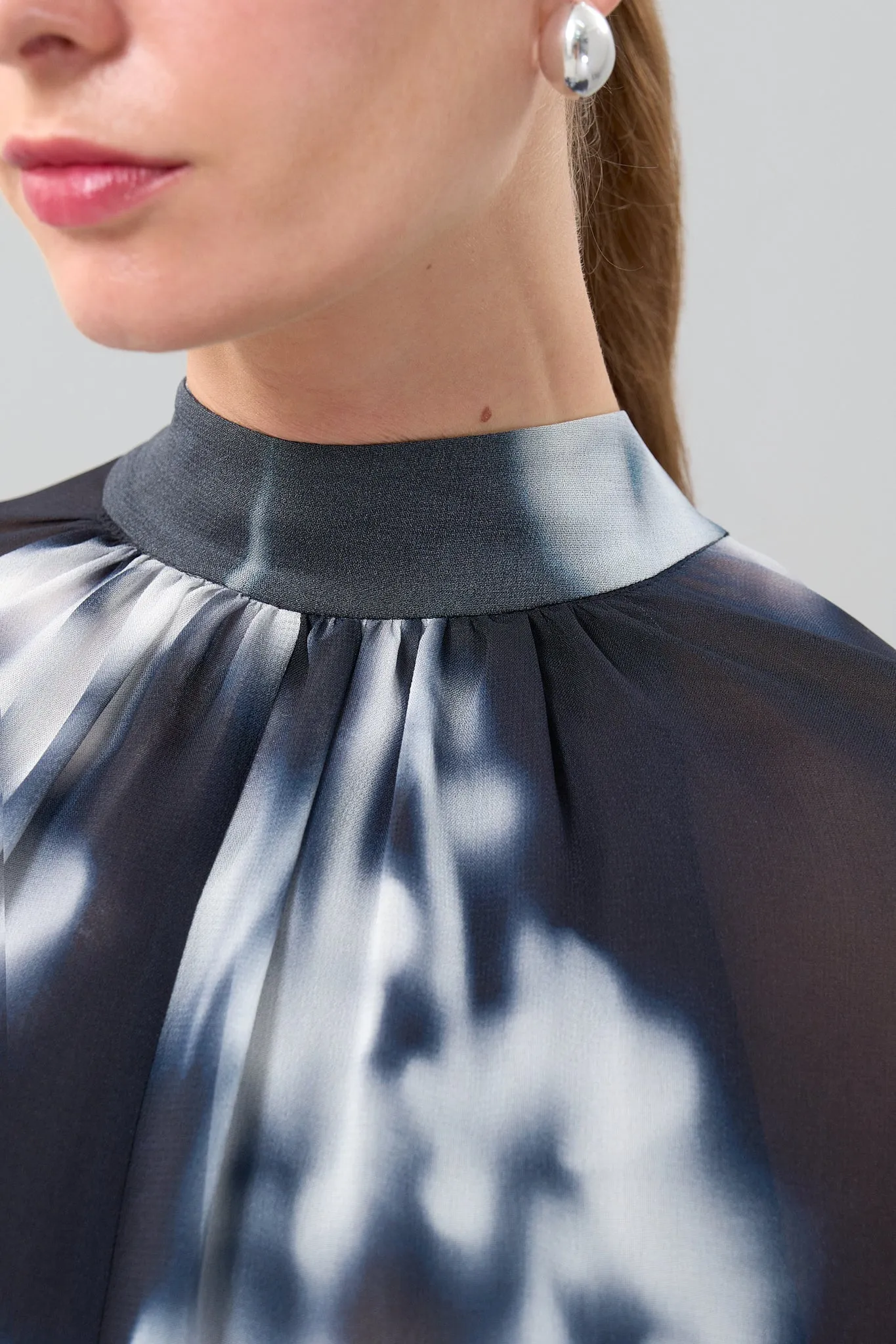 Blouse with Cloak and Binding Detail Standard Color