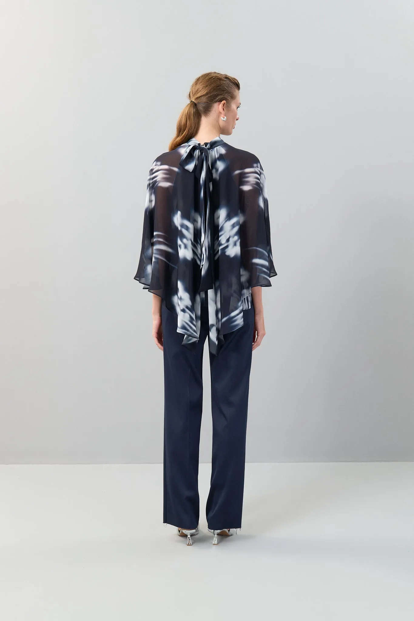Blouse with Cloak and Binding Detail Standard Color