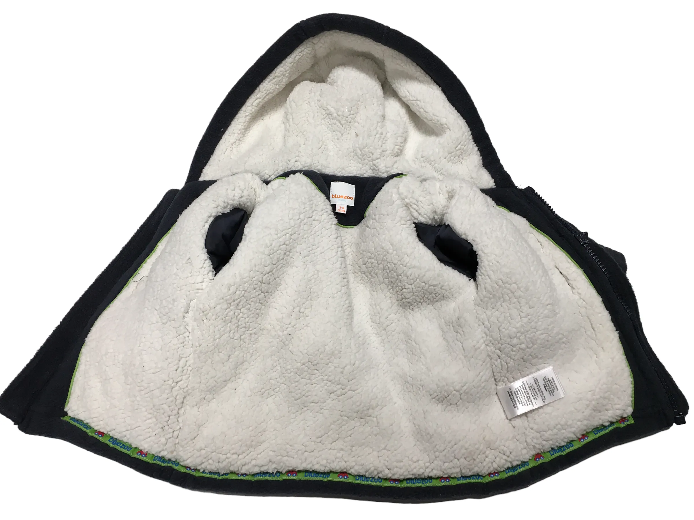 Bluezoo Baby Navy Thick Fleece Duffle Coat with Hood - Boys 3-6m