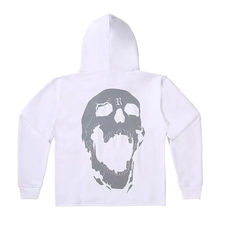 Bone Vlone Hoodie Skull Print Velvet Padded Hooded Sweatshirt Male Hoodie Coat