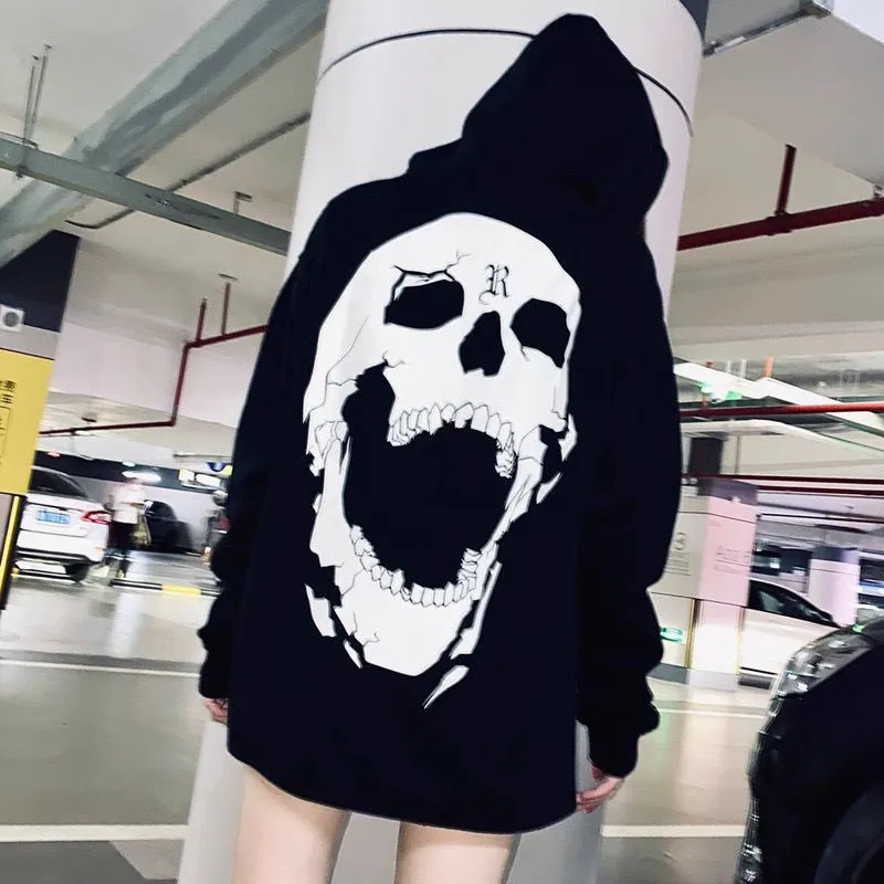 Bone Vlone Hoodie Skull Print Velvet Padded Hooded Sweatshirt Male Hoodie Coat
