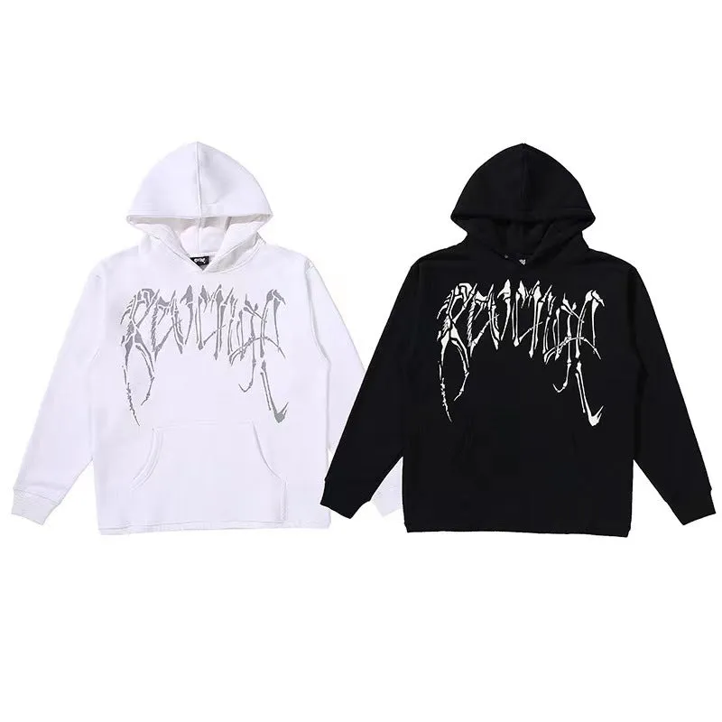 Bone Vlone Hoodie Skull Print Velvet Padded Hooded Sweatshirt Male Hoodie Coat