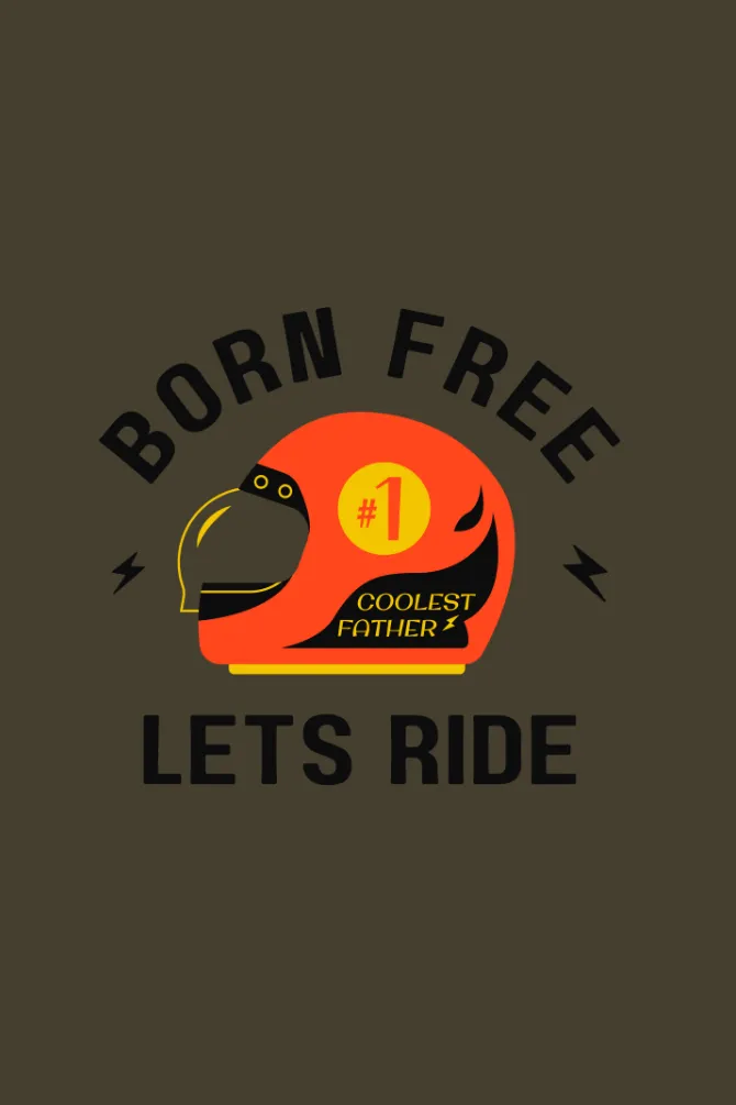 Born Free Lets Ride Olive Green Printed Hoodie for men