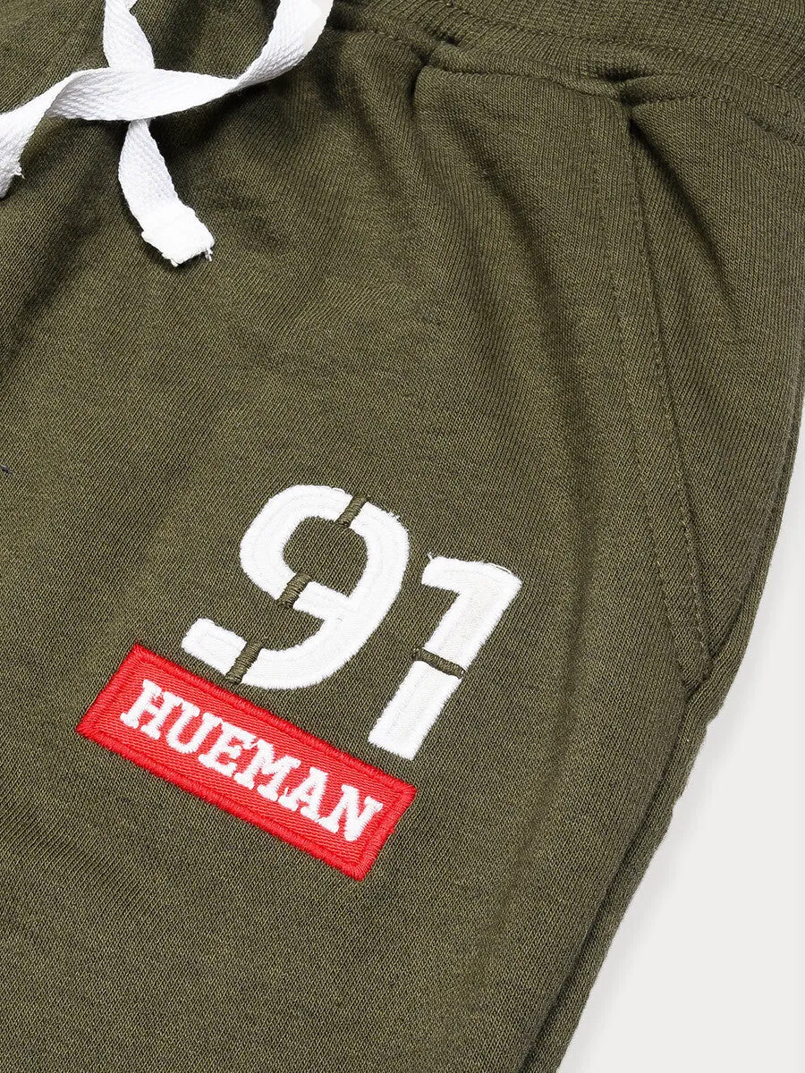 Boys Olive Terry Slim Joggers