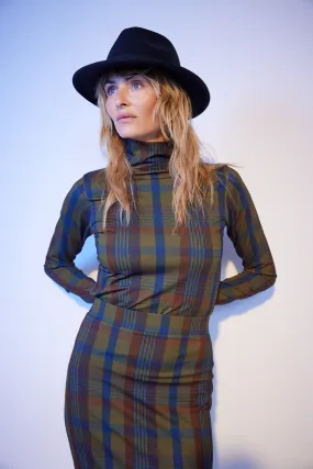 Checkered Turtleneck Blouse
