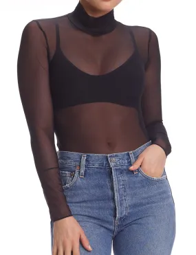 Chic Mesh Long Sleeve Turtleneck Black - Commando