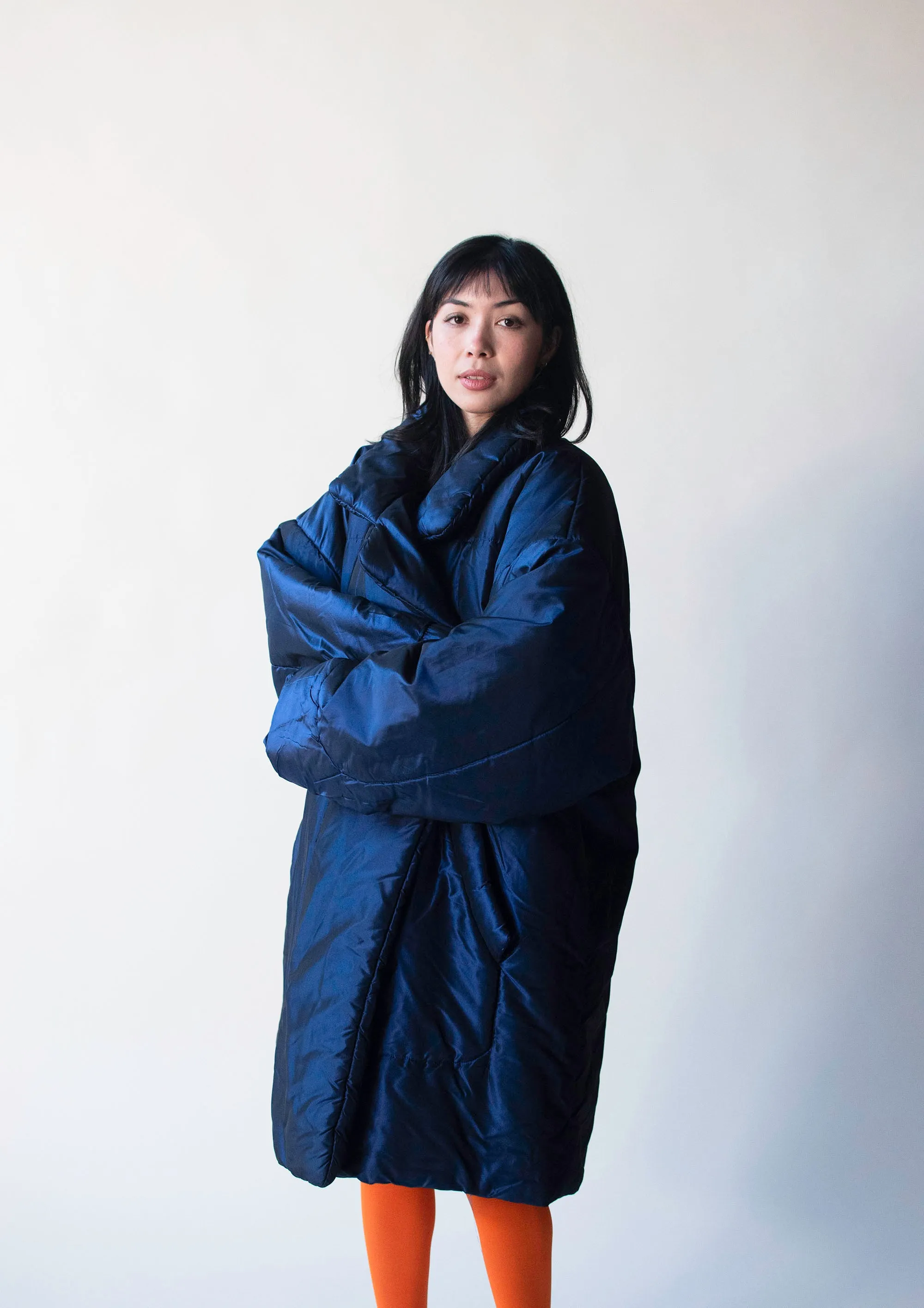 Cobalt Blue Sleeping Bag Coat | OMO Norma Kamali