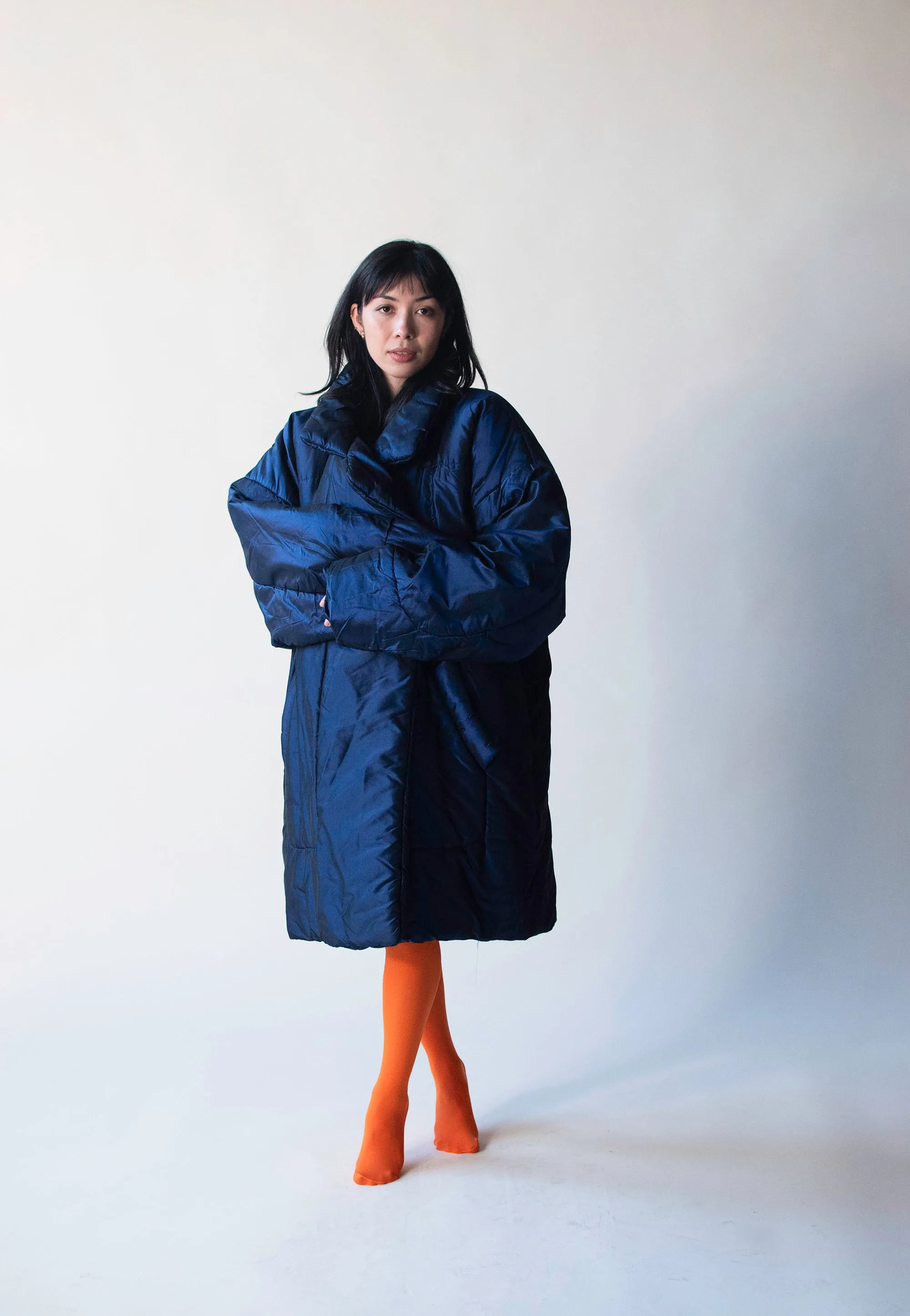 Cobalt Blue Sleeping Bag Coat | OMO Norma Kamali