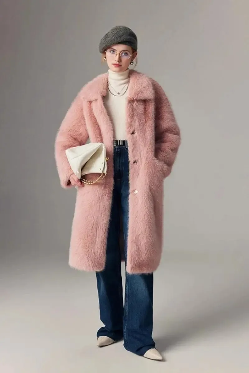Cozy Faux Mink Fur Long Coat