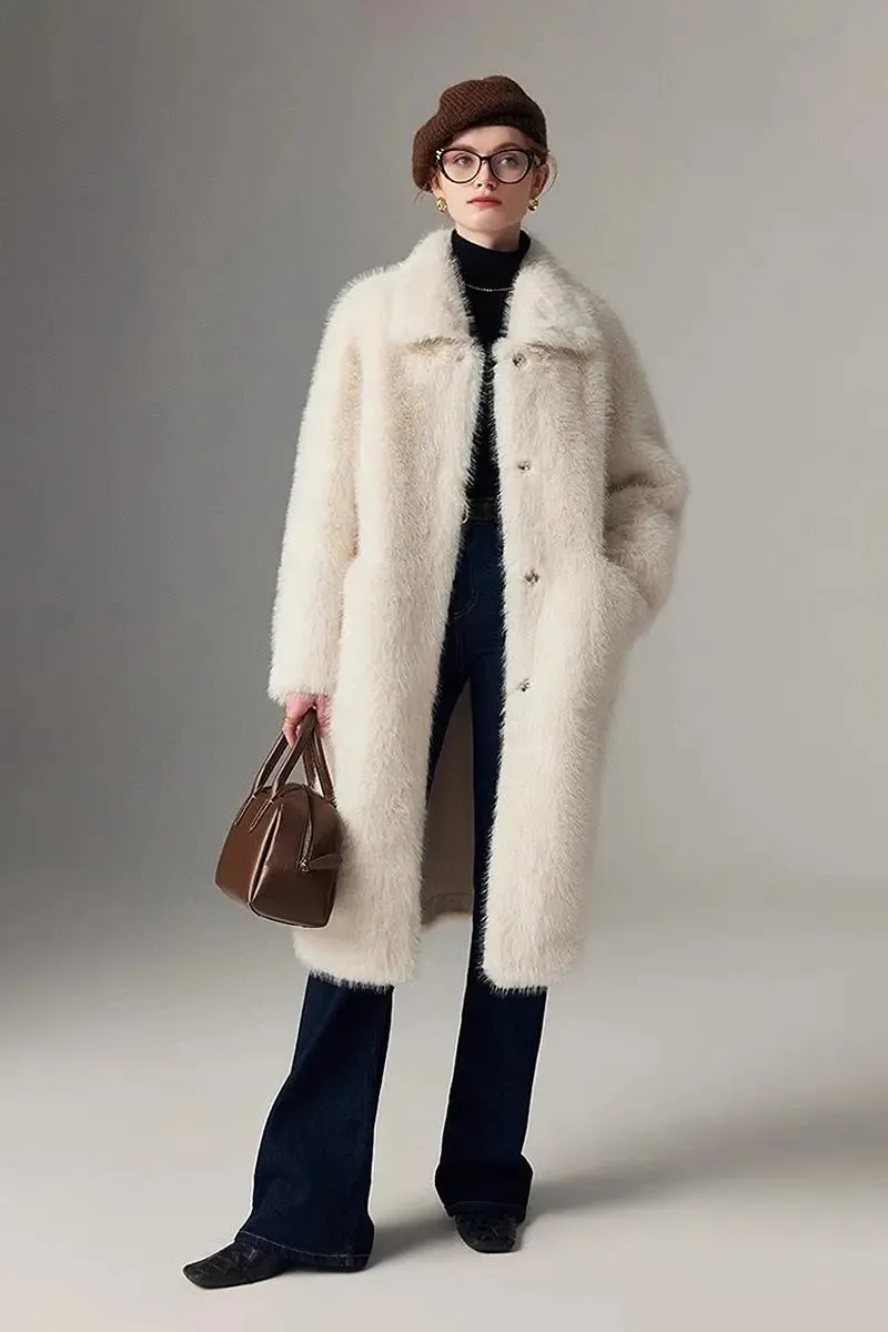 Cozy Faux Mink Fur Long Coat