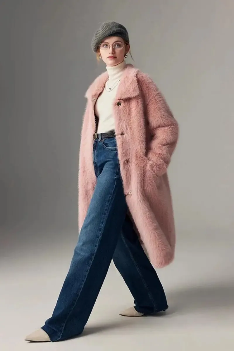 Cozy Faux Mink Fur Long Coat