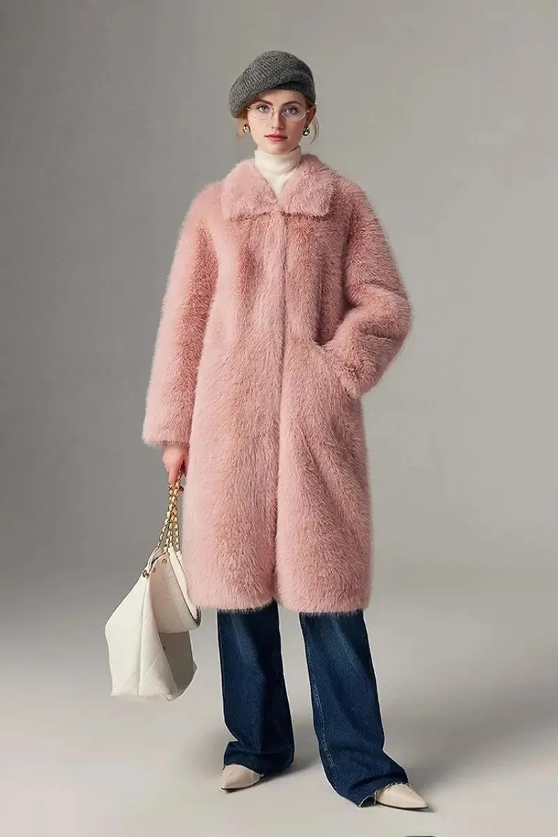 Cozy Faux Mink Fur Long Coat