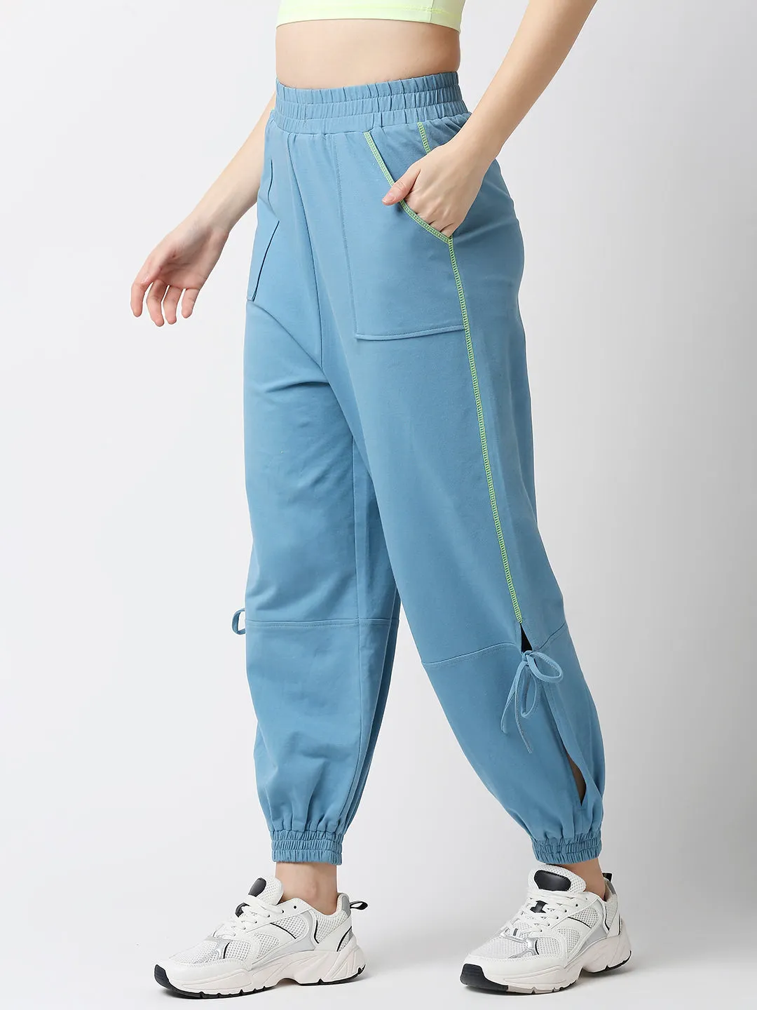 Disrupt Blue Low-crotch Long Length Jogger For Women
