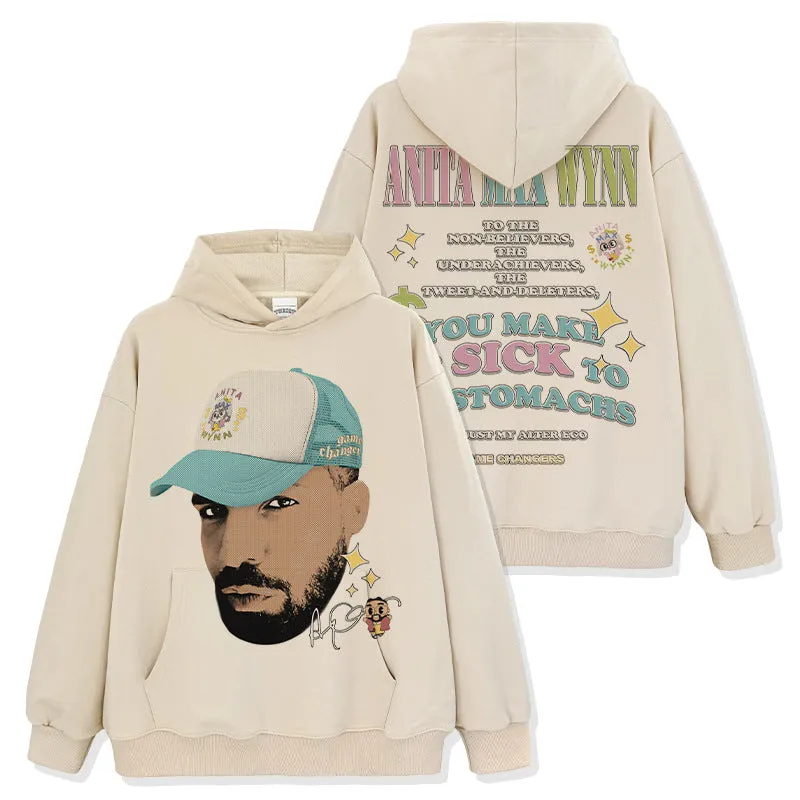 Drake Hoodie Vintage Printed Washed Short Sleeve T-Shirt