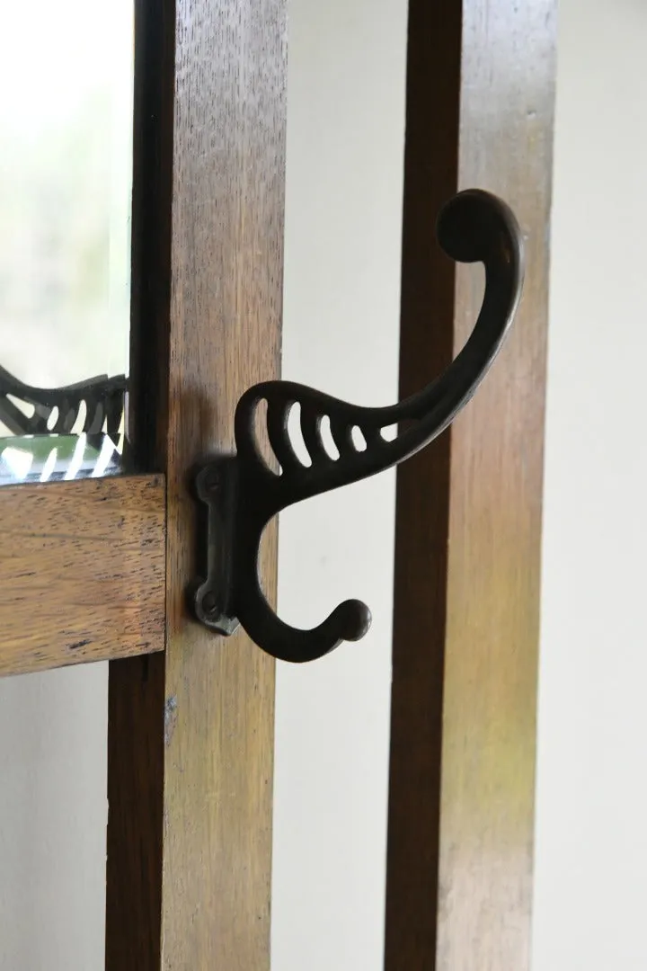 Edwardian Art Nouveau Oak Hall Stand