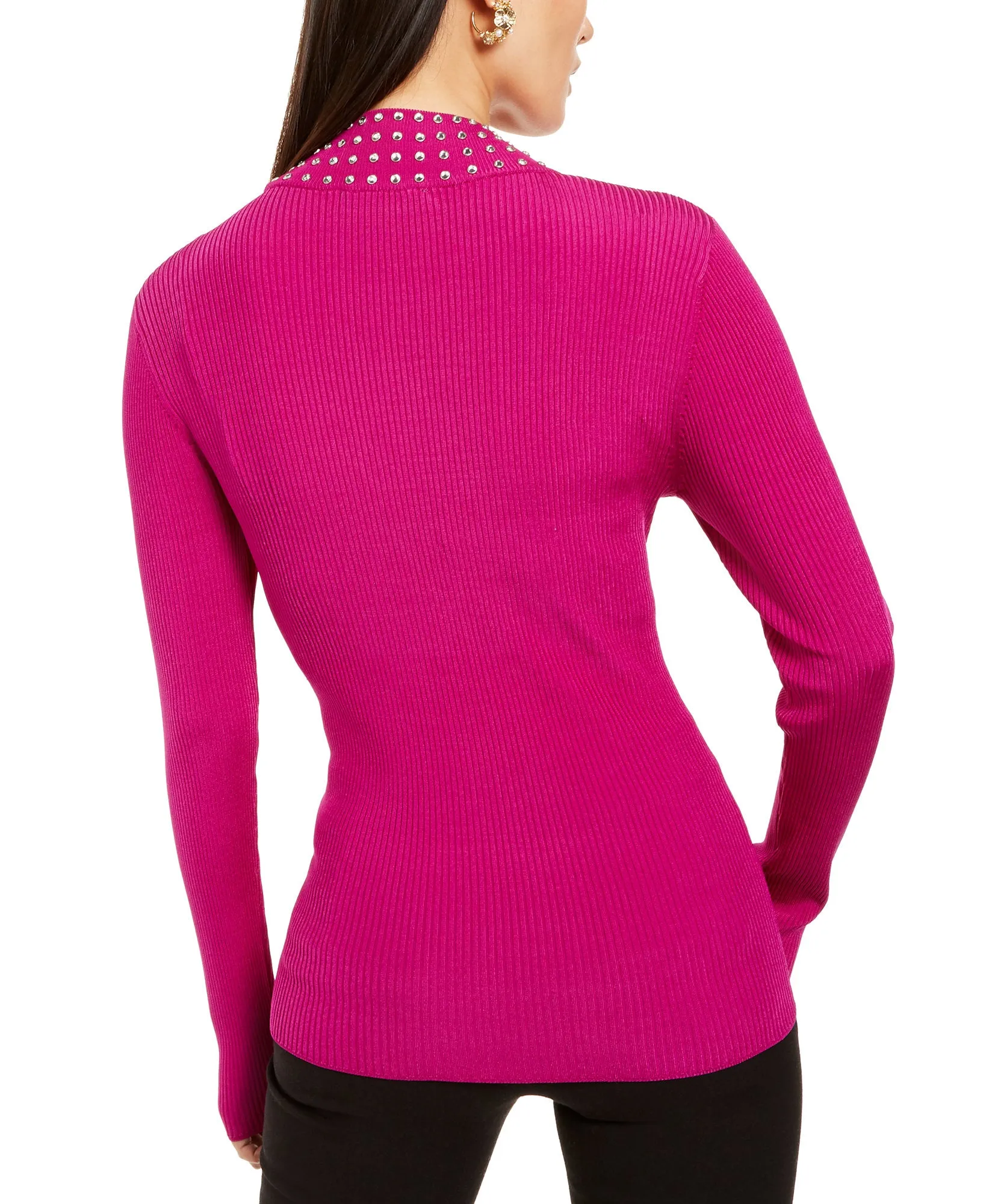 Embellished Ribbed-Knit Turtleneck