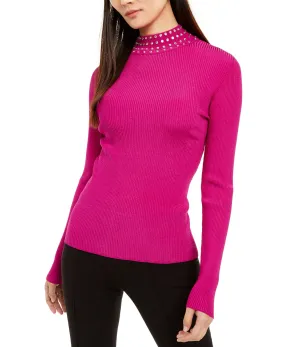 Embellished Ribbed-Knit Turtleneck