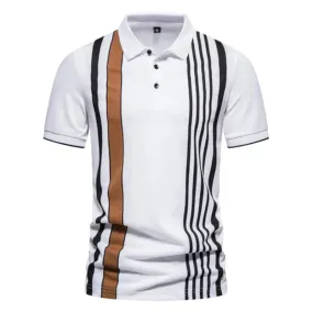 Fashion Striped Men's Polo Shirt-Short Sleeve Tops