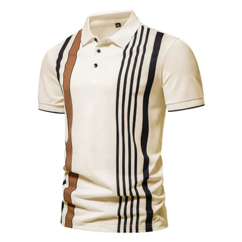 Fashion Striped Men's Polo Shirt-Short Sleeve Tops