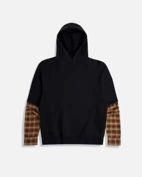 Flannel Layered Hoodie