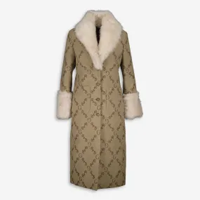 GANT  Toffee Beige Wool Jacquard Monogram Coat