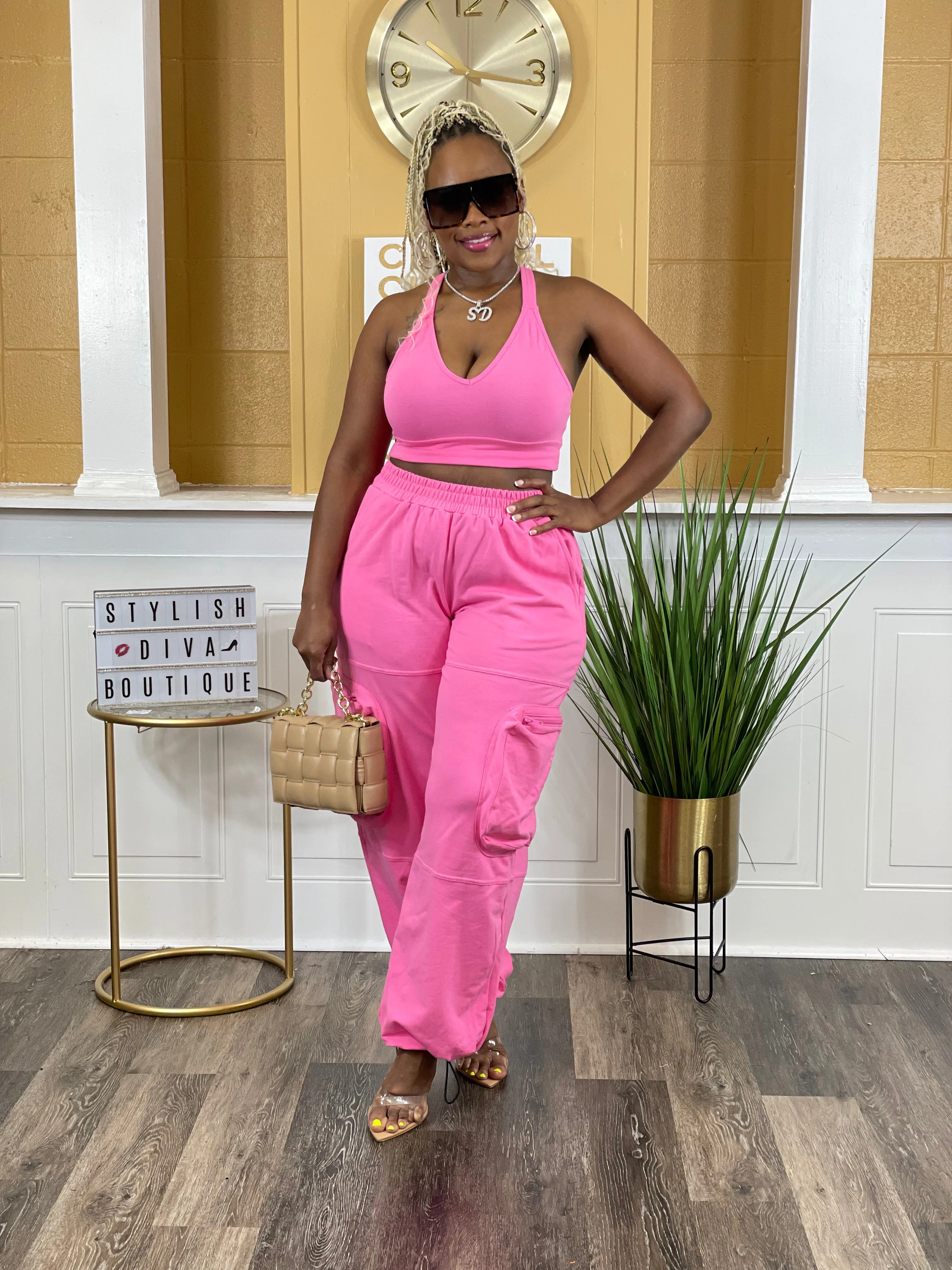 Genie 2pc Pant Set (Pink)