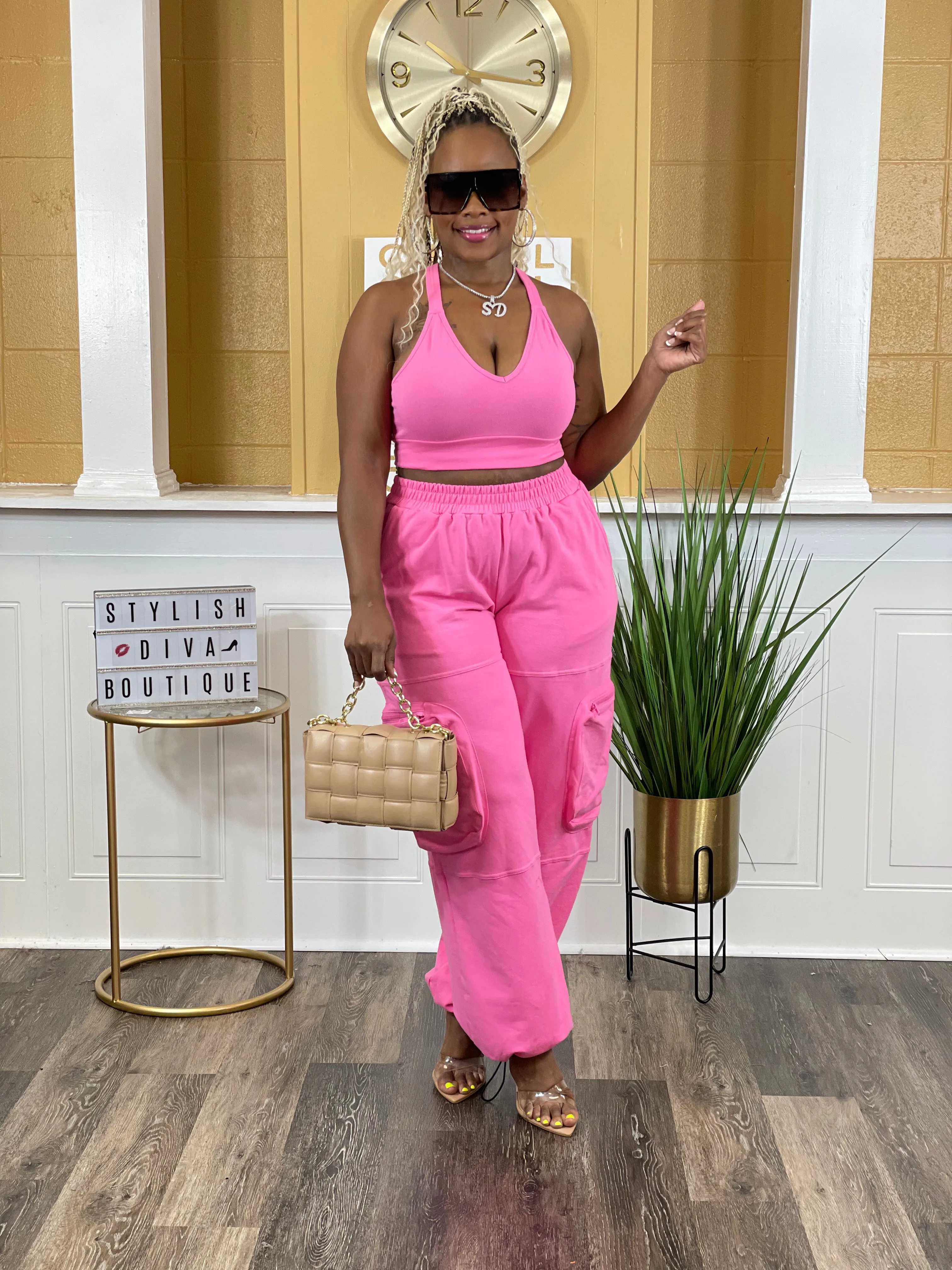 Genie 2pc Pant Set (Pink)