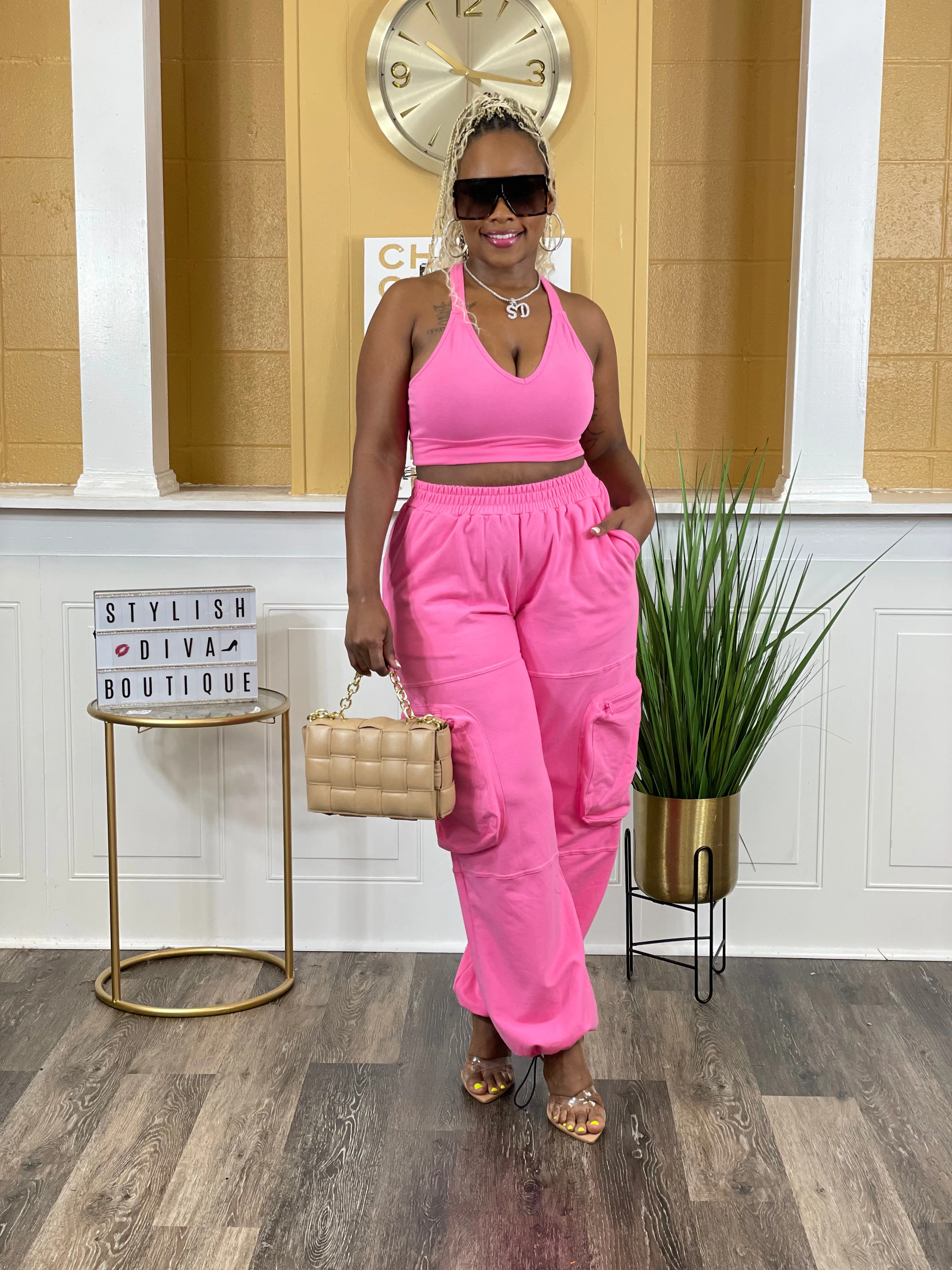 Genie 2pc Pant Set (Pink)