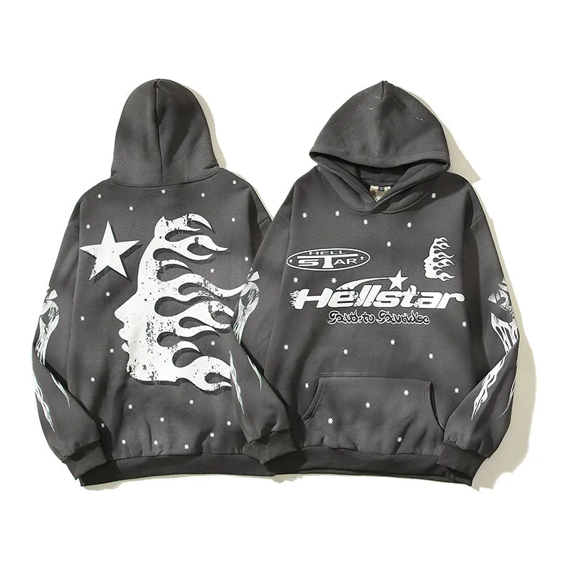 Hellstar Hoodie Vintage Distressed Loose Casual Fleece-lined