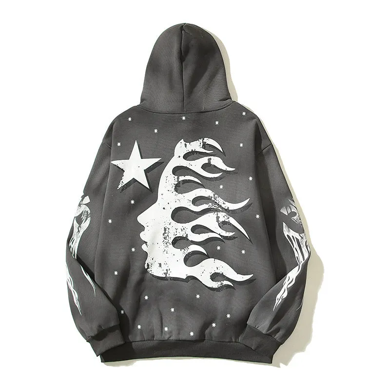 Hellstar Hoodie Vintage Distressed Loose Casual Fleece-lined