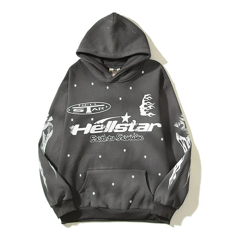Hellstar Hoodie Vintage Distressed Loose Casual Fleece-lined
