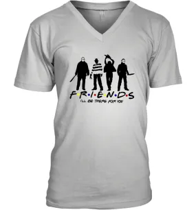 Horror Friends Jason Voorhees Freddy Krueger Texas Chain Saw Michael Myers Shirt Men's Vneck