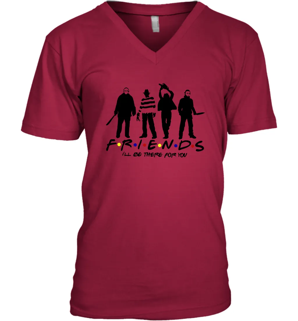 Horror Friends Jason Voorhees Freddy Krueger Texas Chain Saw Michael Myers Shirt Men's Vneck