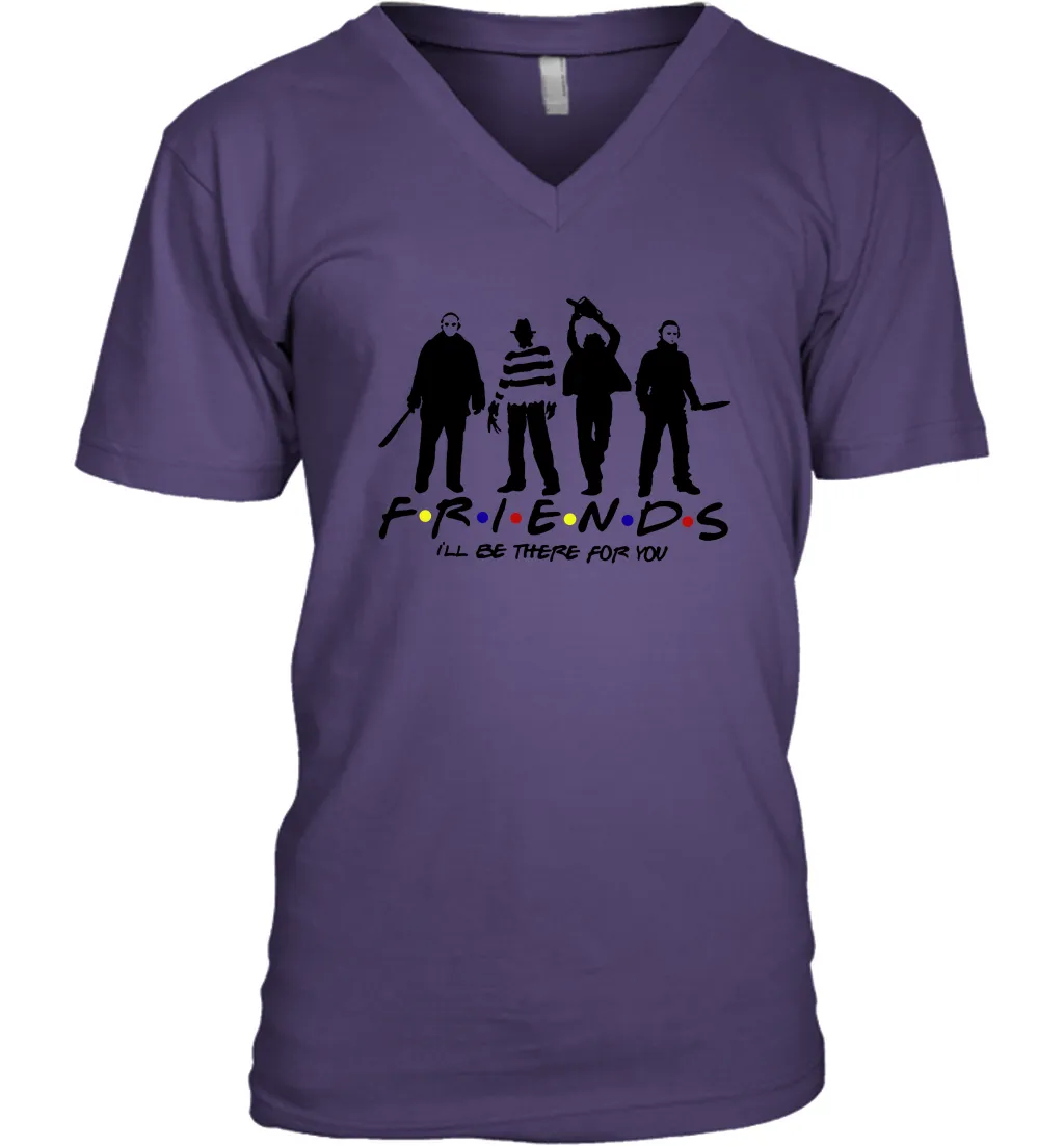Horror Friends Jason Voorhees Freddy Krueger Texas Chain Saw Michael Myers Shirt Men's Vneck