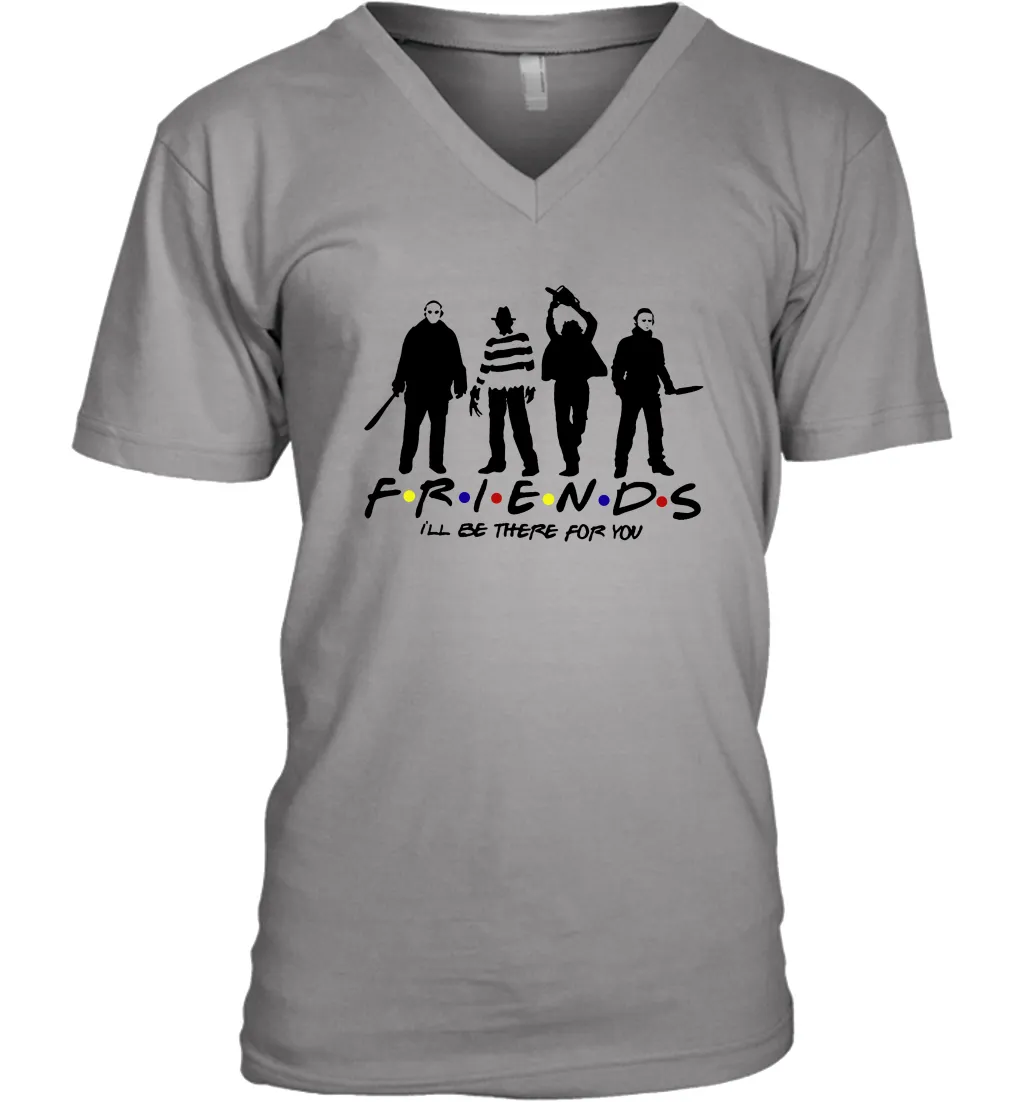 Horror Friends Jason Voorhees Freddy Krueger Texas Chain Saw Michael Myers Shirt Men's Vneck