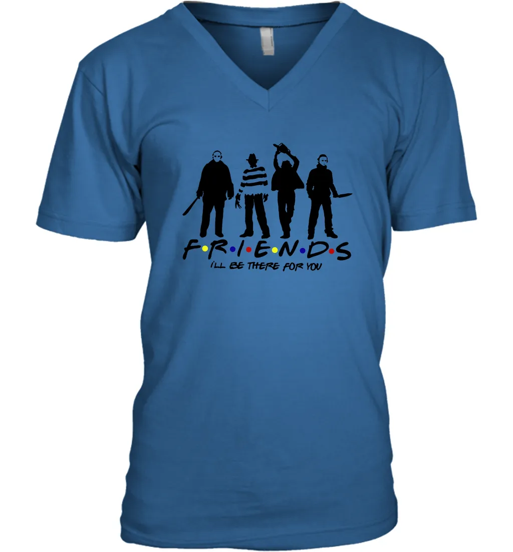 Horror Friends Jason Voorhees Freddy Krueger Texas Chain Saw Michael Myers Shirt Men's Vneck