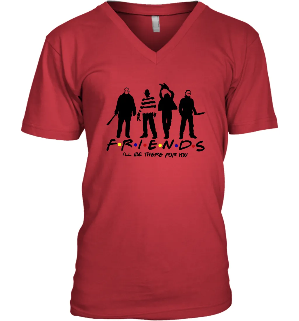 Horror Friends Jason Voorhees Freddy Krueger Texas Chain Saw Michael Myers Shirt Men's Vneck