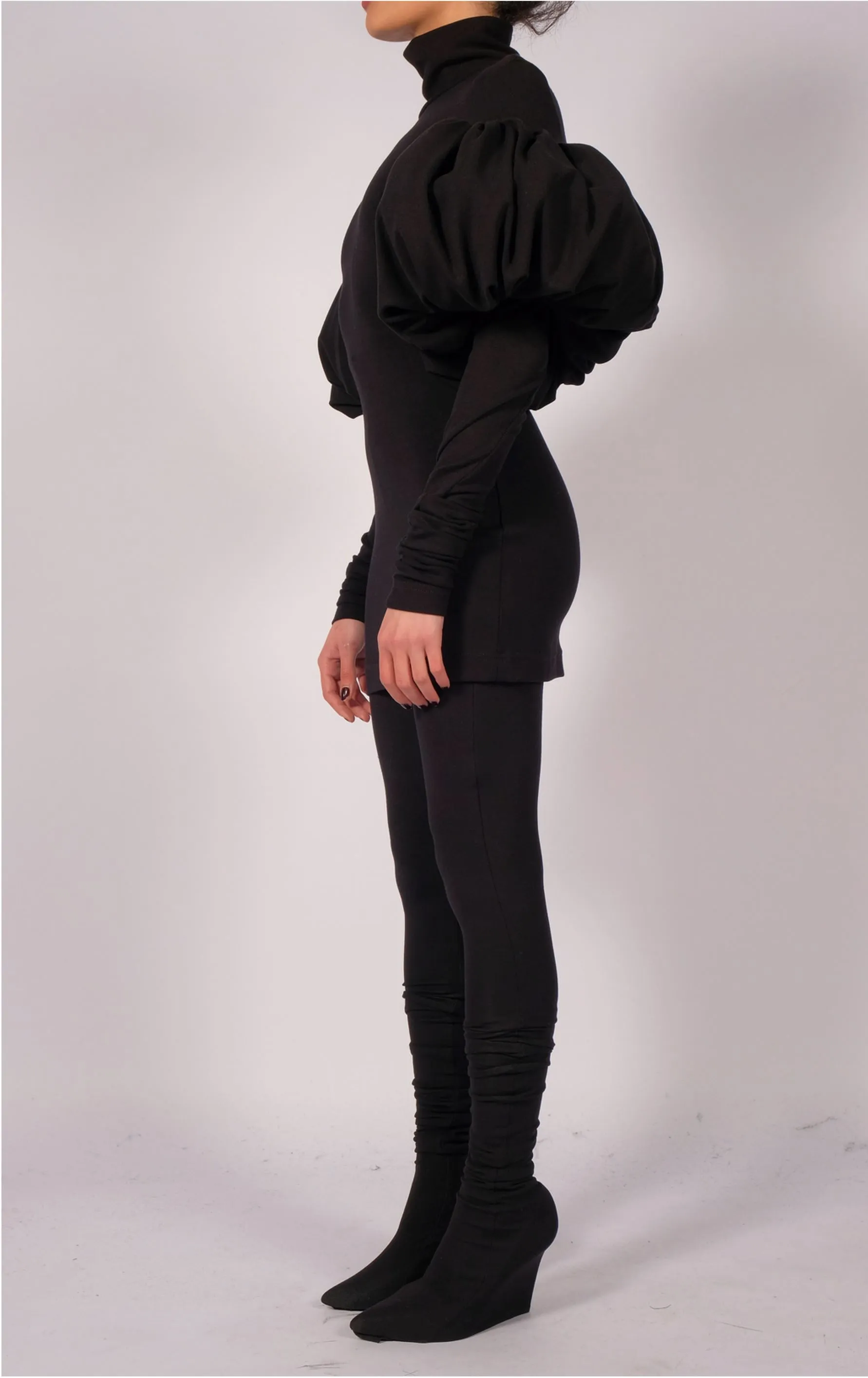 Jersey Top with Puffy Sleeves