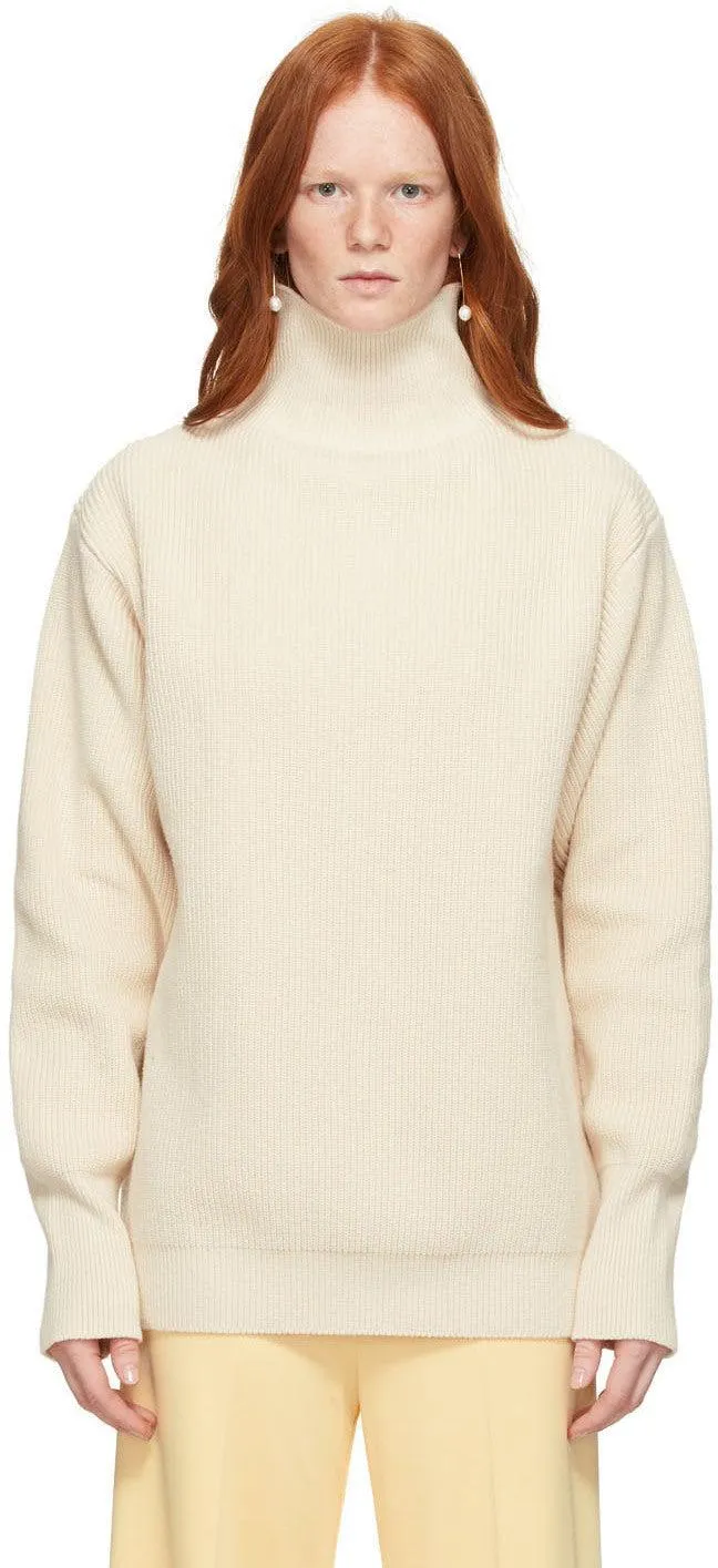 Jil Sander Off-White Cotton Turtleneck